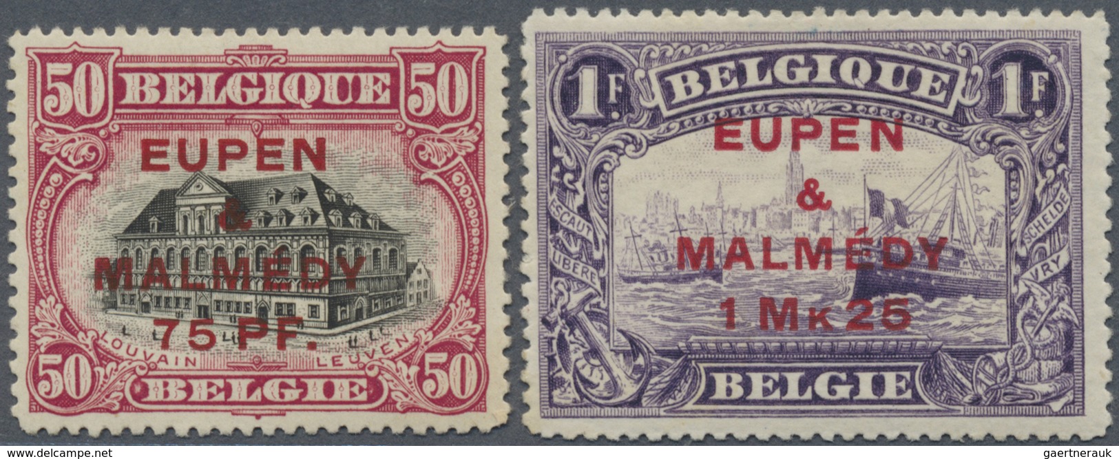 * Belgische Besetzung - Eupen Und Malmedy: 1920, Freimarken Von Belgien Mit Aufdruck "Eupen & Malmedy" - OC38/54 Occupazione Belga In Germania