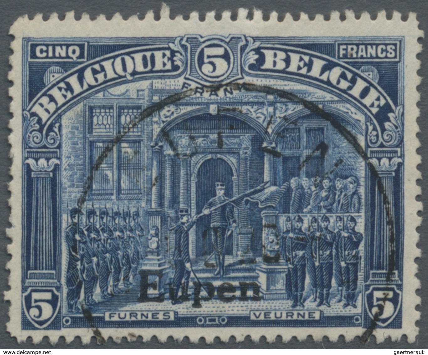 O Belgische Besetzung - Eupen: 1920, Freimarken Von Belgien Mit Aufdruck "Eupen", 5 Fr Blau, Sauber Ge - OC38/54 Belgische Besetzung In Deutschland