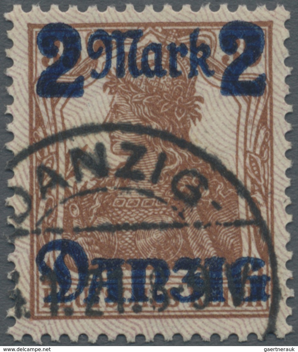 O Danzig: 1920, 2 M. Auf 35 Pf. Gestempelt Mit Aufdruckfehler Bruch Durch "zi" In Danzig, Einwandfreie - Altri & Non Classificati