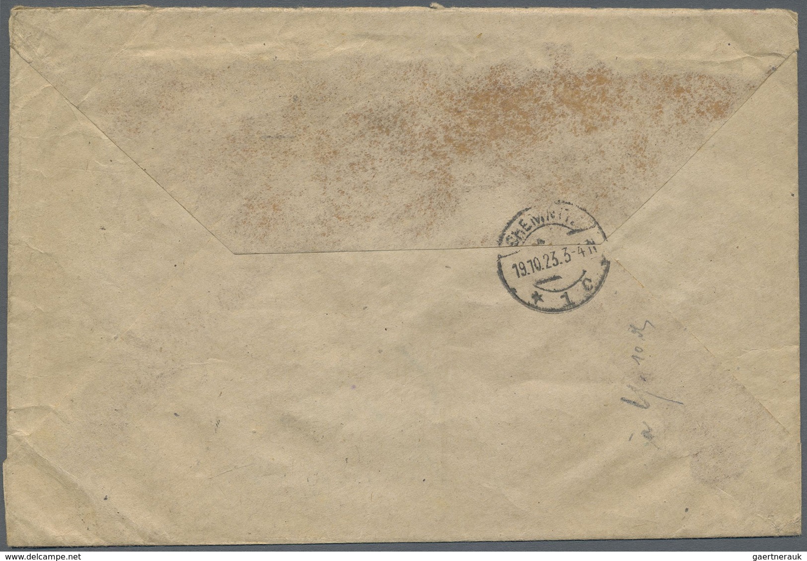 Br Danzig: 1923, "1 Million" auf 10.000 M zwei Werte auf zwei R-Briefen mit jeweils Zusatzfrankatur gel