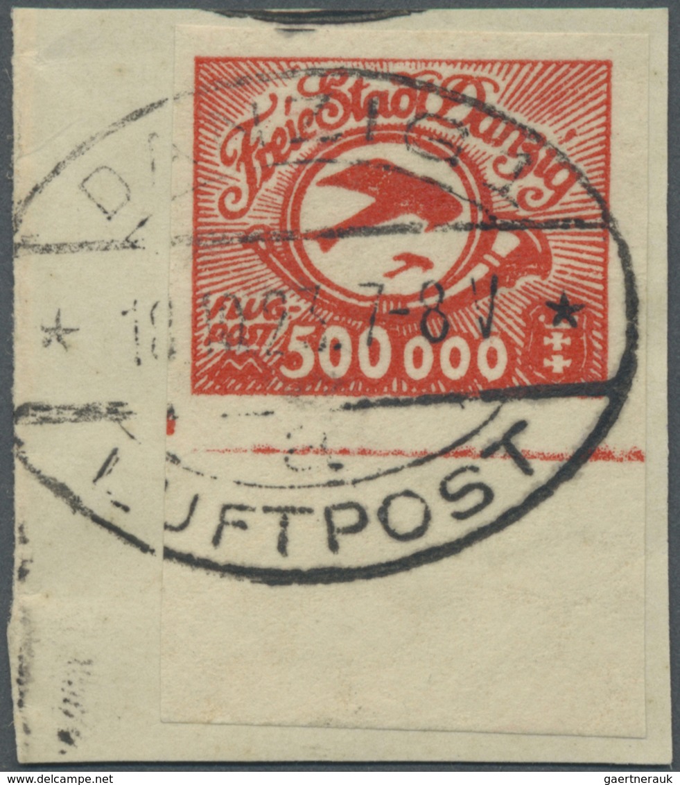 TO Danzig: 1923, 500 000 M. Flugpost UNGEZÄHNT Mit Unterrand Auf Briefstück, Entwertet "DANZIG 1 * * LU - Sonstige & Ohne Zuordnung