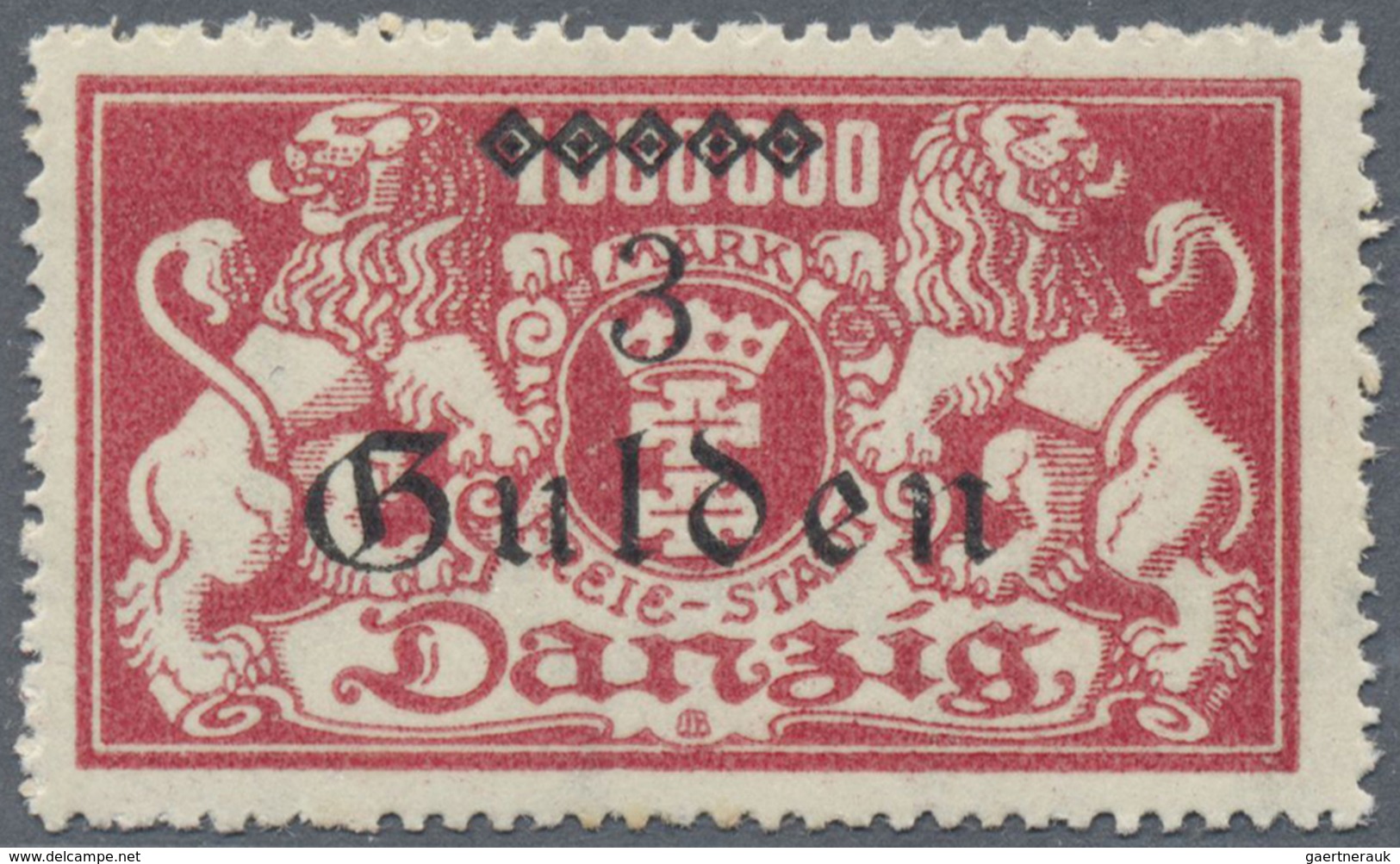 ** Danzig: 1923, 3 Gulden Überdruck, Unsigniertes Luxusstück Postfrisch (Mi. 420.-) - Sonstige & Ohne Zuordnung