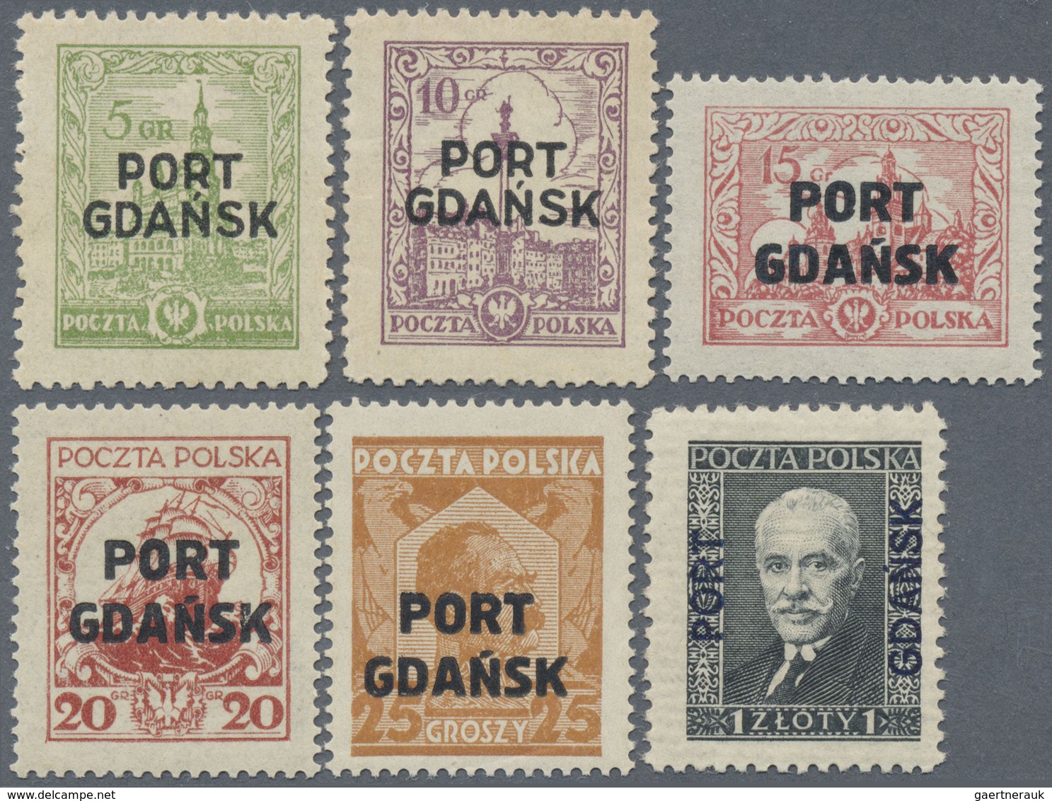 ** Danzig - Polnische Post (Port Gdansk): 1926,  5, 10, 15, 20, 25 Gr. Und 1 Zl. Freimarken Postfrisch - Sonstige & Ohne Zuordnung