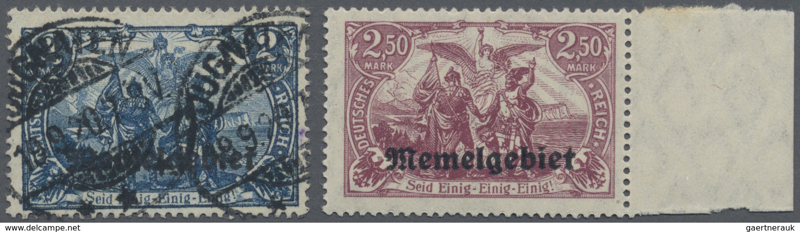 O/** Memel: 1920, Kleines Los Bestehend Aus 2 M. Nord Und Süd, Dunkelkobaltblau, Mit Plattenfehler "Krone - Memel (Klaïpeda) 1923