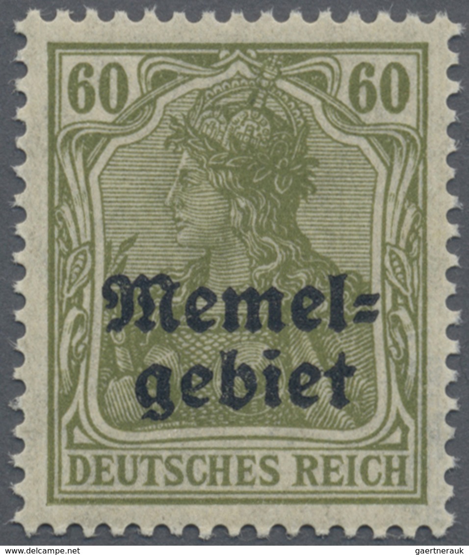 ** Memel: 1920, 60 Pfg. Germania, Hellbraunoliv, Senkrecht Geriffelte Gummierung, Postfrisch, Gepr. Und - Memel (Klaïpeda) 1923