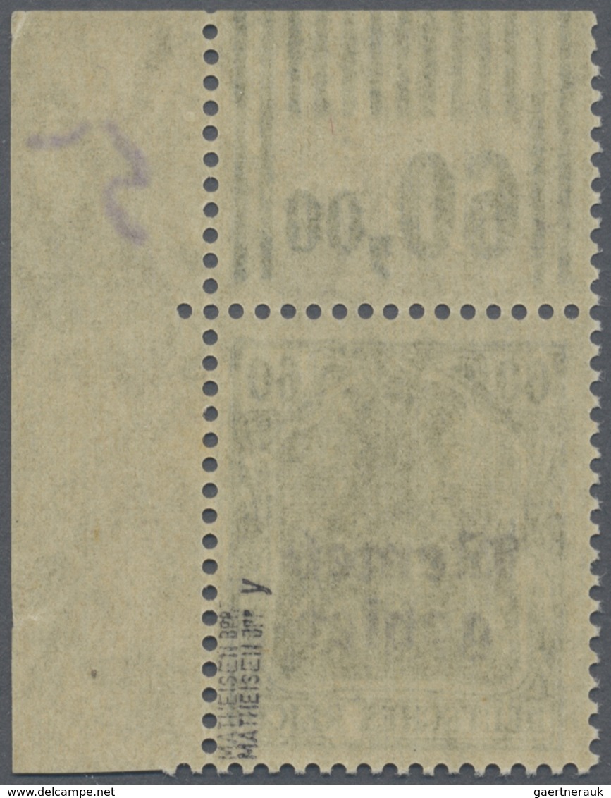 ** Memel: 1920, 60 Pfg. Germania, Hellbraunoliv, Senkrecht Geriffelte Gummierung, Tadellos Postfrisches - Memel (Klaipeda) 1923