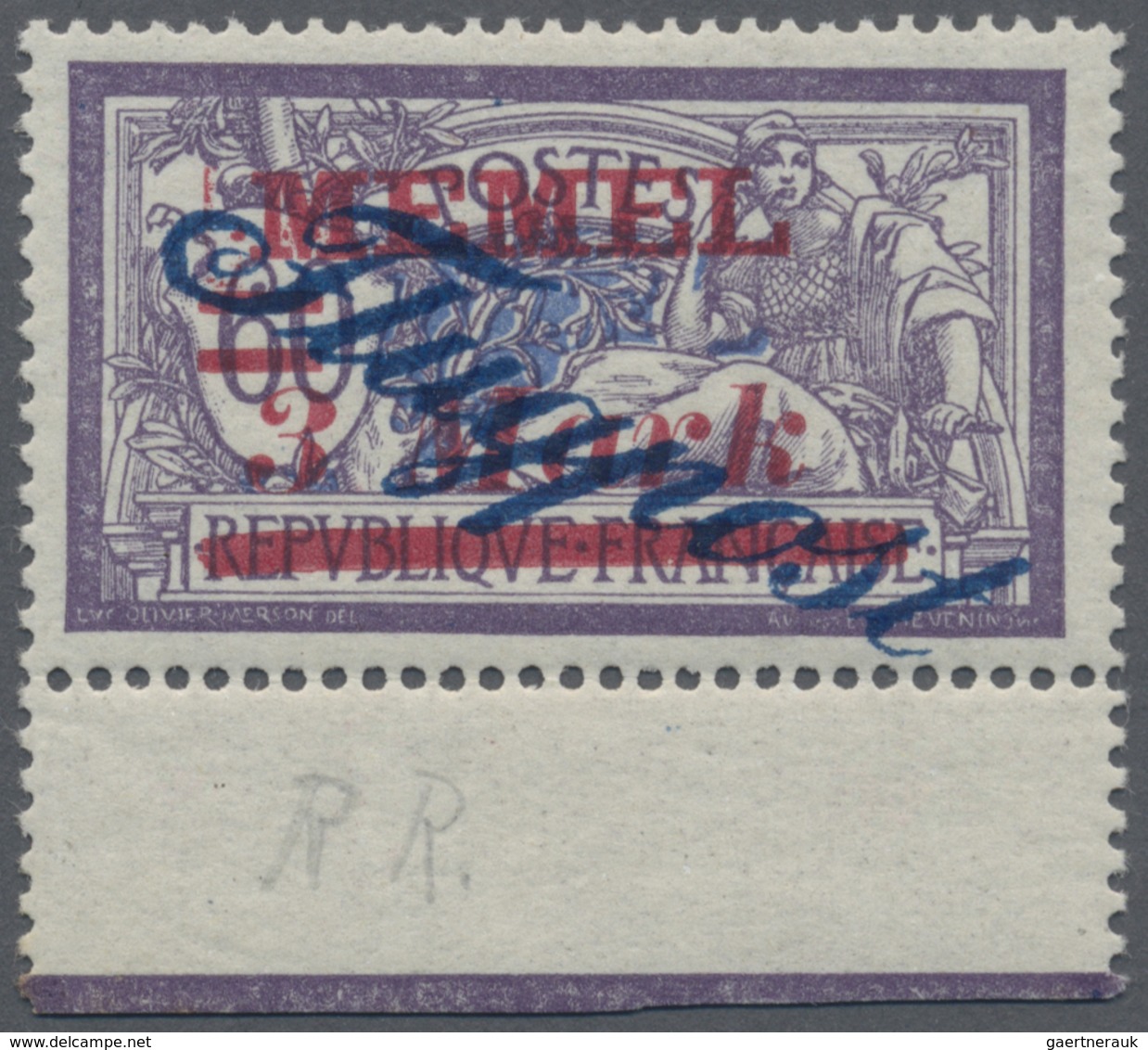 ** Memel: 1922, 3 M. Auf 60 C. Flugpost, Postfr. Unterrandstück In Tadelloser Qualität Mit Aufdruckfehl - Memel (Klaïpeda) 1923