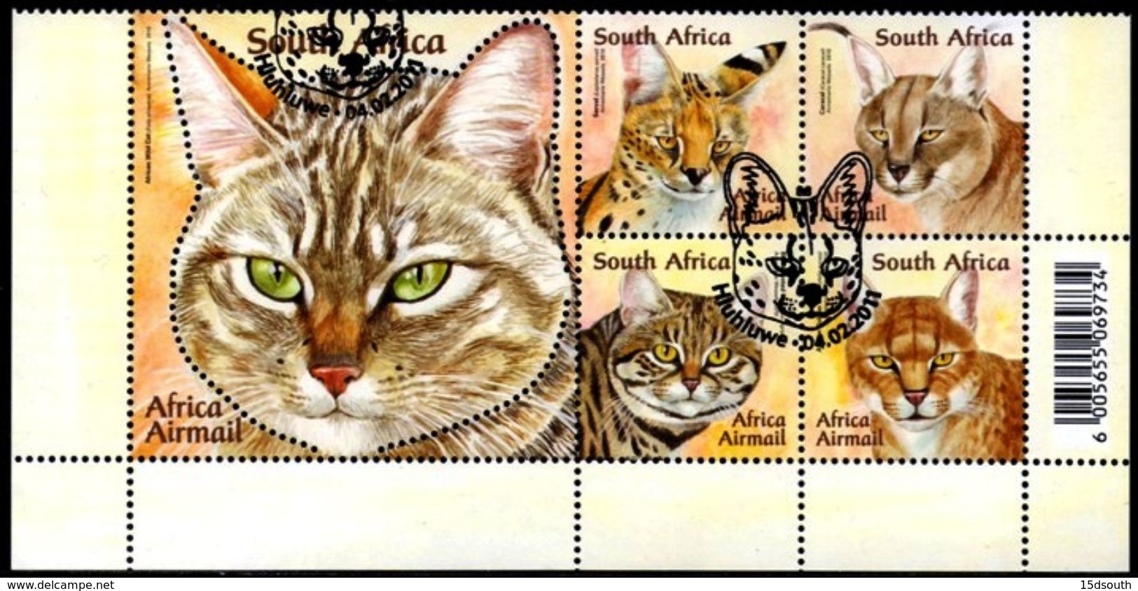 South Africa - 2011 Small African Wild Cats Set (o) # SG 1877a - Usati