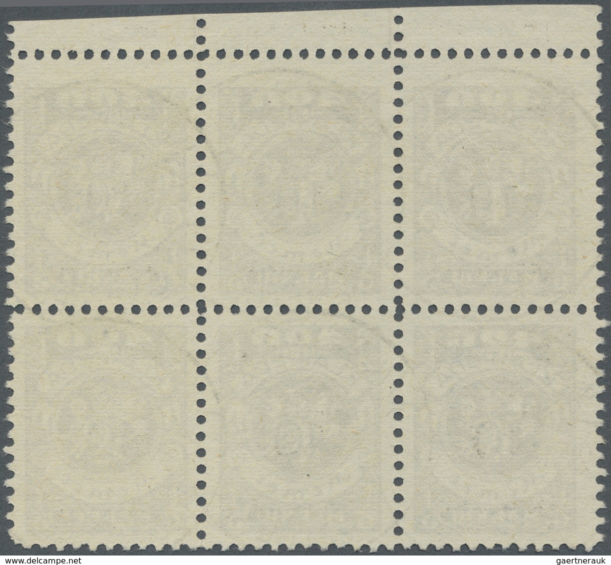 O Memel: 1923, Freimarke 10 CENT Auf 400 M,gestempelter Oberrandsechserblock Mit 3x Senkrechten Typenp - Memelgebiet 1923