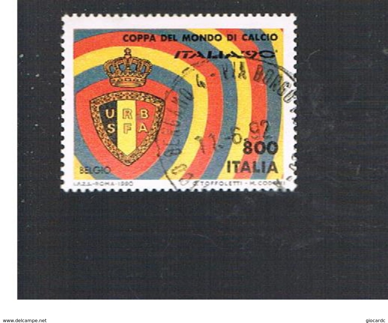 ITALIA REPUBBLICA  - SASS. 1914 -      1990    ITALIA 90: BELGIO  -      USATO - 1981-90: Usados