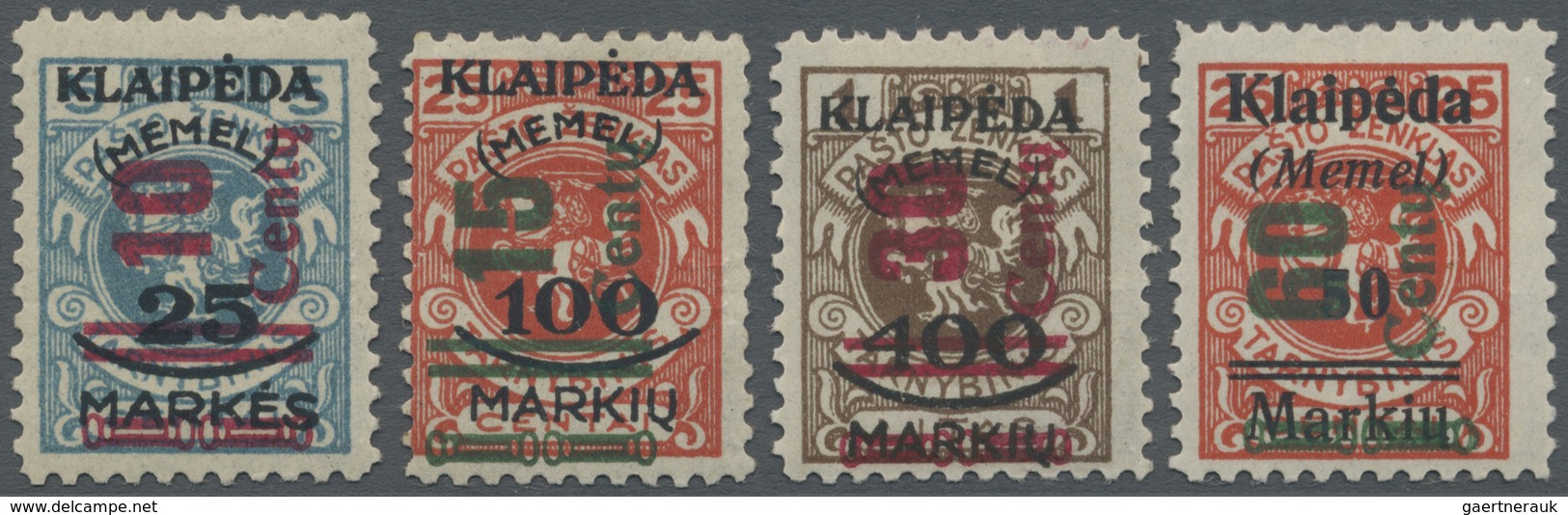 * Memel: 1923, 10 C. Bis 60 C. Aufdruck-Ausgabe, Jeweils Mit Aufdrucktype III, Kompletter Ungebrauchte - Memel (Klaïpeda) 1923