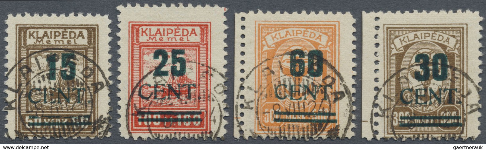 O Memel: 1923, 15 C. Bis 60 C. Grünaufdruck, Kompletter Satz Gestempelt, MiNr. 236 Und 237 Je Mit Schm - Memel (Klaipeda) 1923