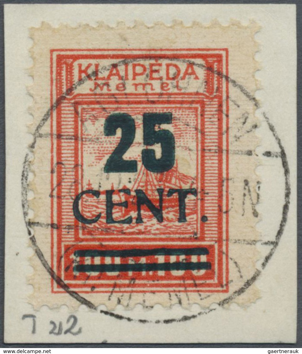 Brfst Memel: 1923, 25 C. Grünaufdruck, Aufdrucktype I, Schwarzgrüner Blockzifferaufdruck 25 CENT. Auf 100 - Memel (Klaipeda) 1923