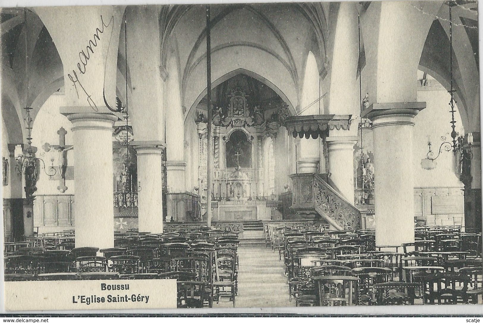 Boussu     L'Eglise Saint-Géry   1910  Naar   Courtrai - Boussu