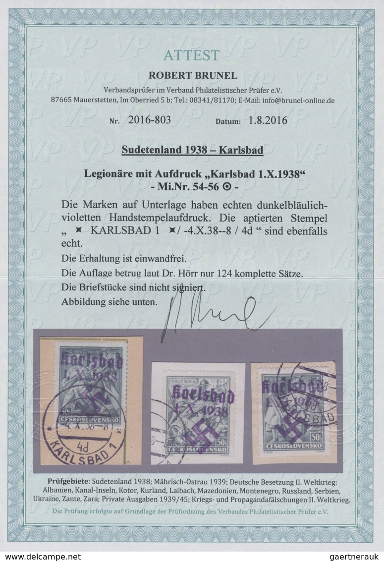 Brfst Sudetenland - Karlsbad: 1938, 50 H. Legionäre "Bachmatsch", "Vouziers" Und "Dos Alto" Auf Drei Kabin - Région Des Sudètes