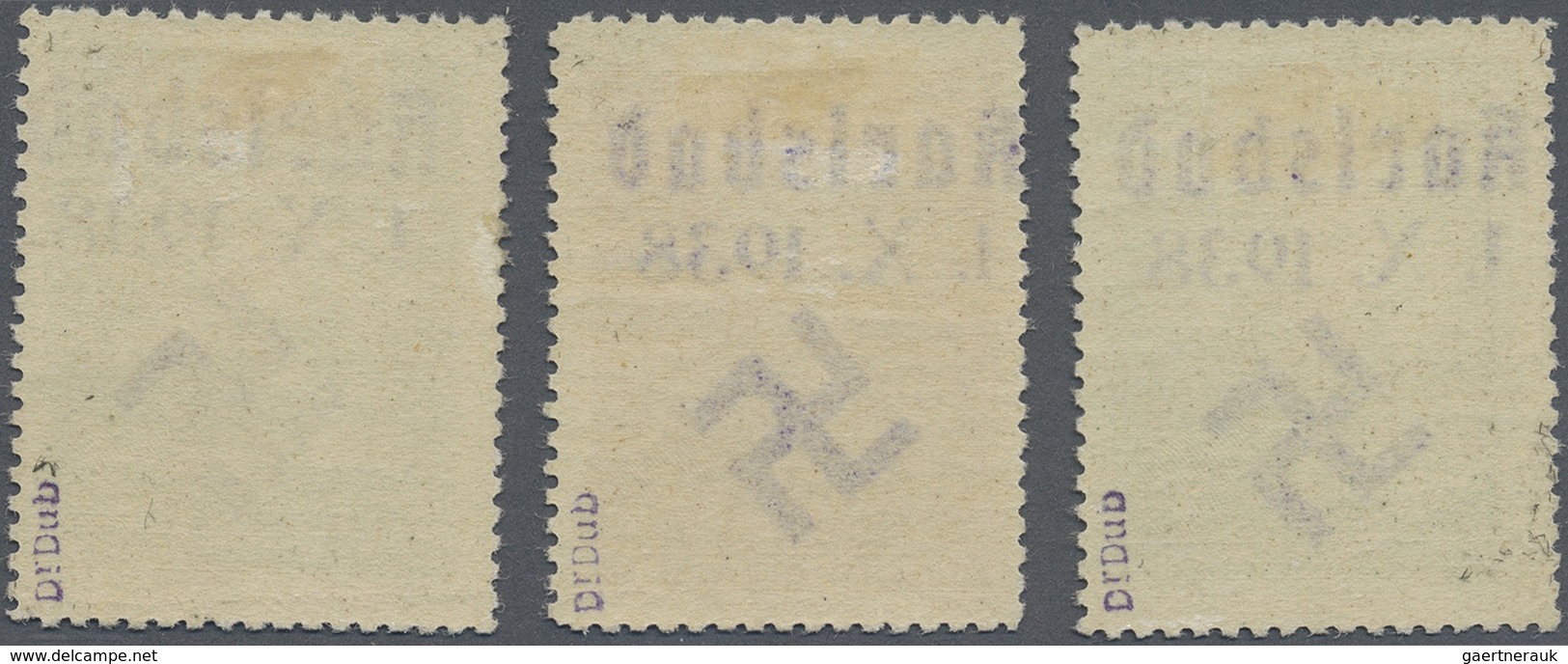 * Sudetenland - Karlsbad: 1938, Gedenkmarken Fügner, 50 H., 1 Kr. Und 2 Kr, Mit Dunkelblauviolettem Ha - Région Des Sudètes