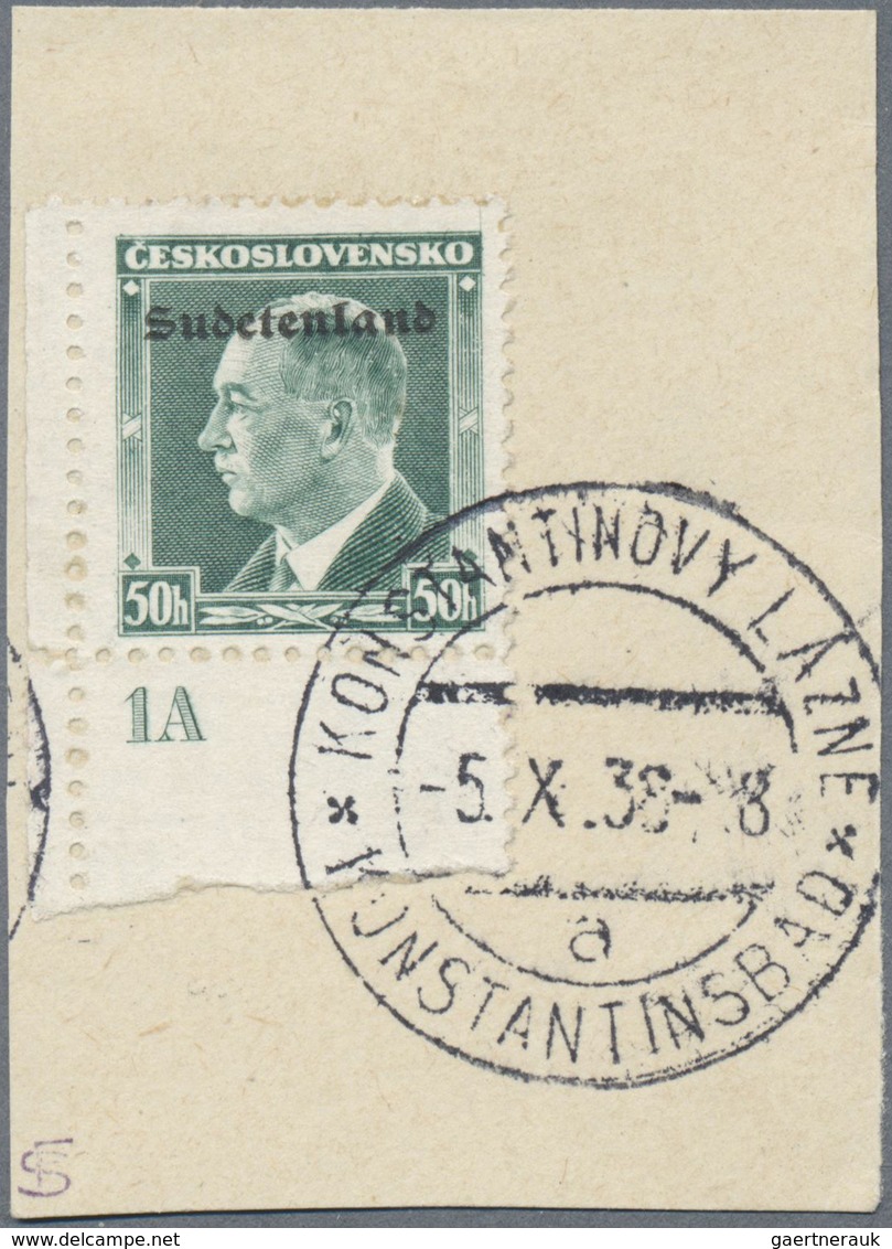Brfst Sudetenland - Konstantinsbad: 1938, Freimarke 50 Heller (Benes) Mit Aufdruck "Sudetenland", Einwandf - Sudetenland