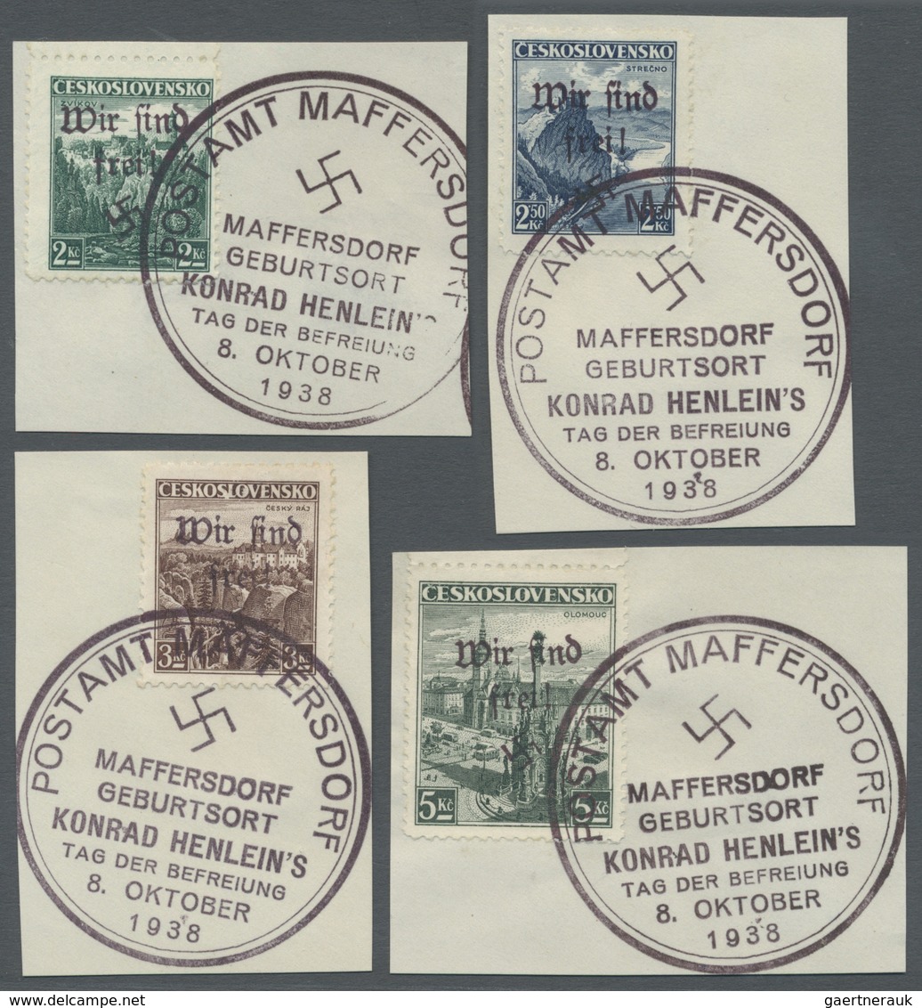 Brfst Sudetenland - Maffersdorf: 1938, 1,20 Kc. Bis 10 Kc. Stadtbilder, 50 H. Benes 1937 Und 1,60 Kc. Kutt - Sudetenland