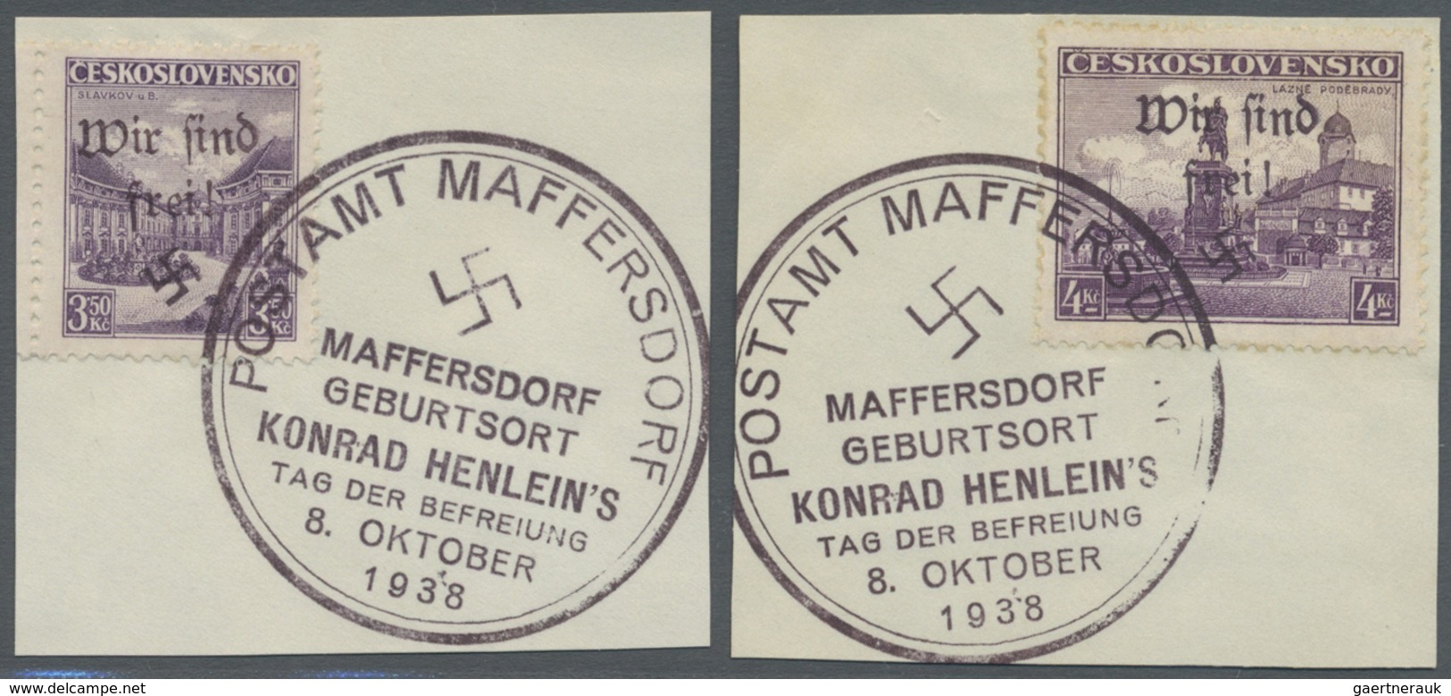 Brfst Sudetenland - Maffersdorf: 1938, 1,20 Kc. Bis 10 Kc. Stadtbilder, 50 H. Benes 1937 Und 1,60 Kc. Kutt - Région Des Sudètes