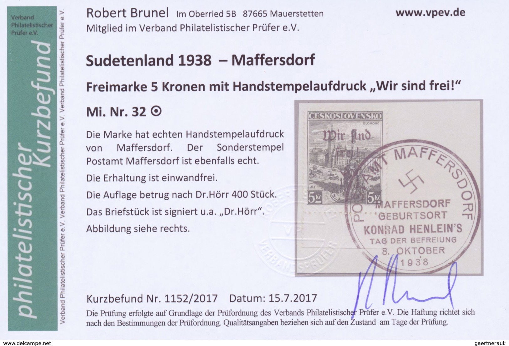 Brfst/Br Sudetenland - Maffersdorf: 1938, Mi.Nr. 14, 29, 31-34, 6 Werte Auf Briefstück Sowie Nr. 23 Auf AK (G - Sudetenland