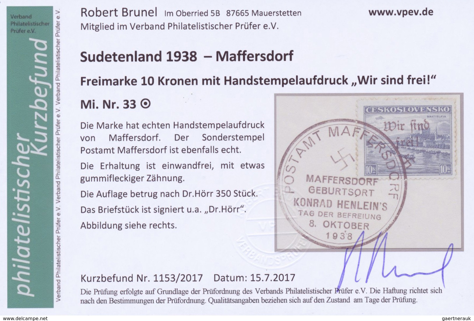 Brfst/Br Sudetenland - Maffersdorf: 1938, Mi.Nr. 14, 29, 31-34, 6 Werte Auf Briefstück Sowie Nr. 23 Auf AK (G - Sudetenland