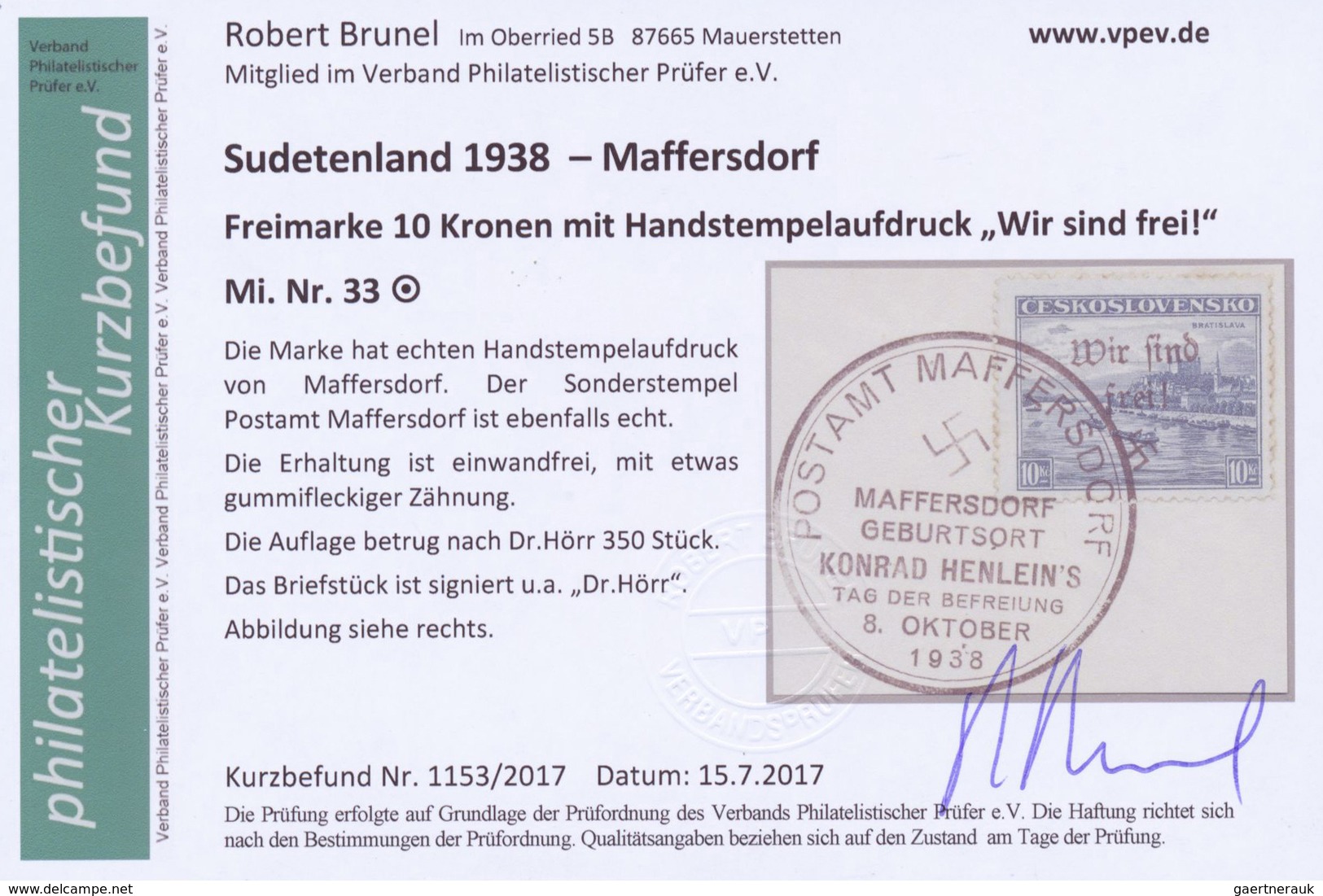 Brfst/Br Sudetenland - Maffersdorf: 1938, Mi.Nr. 14, 29, 31-34, 6 Werte Auf Briefstück Sowie Nr. 23 Auf AK (G - Région Des Sudètes