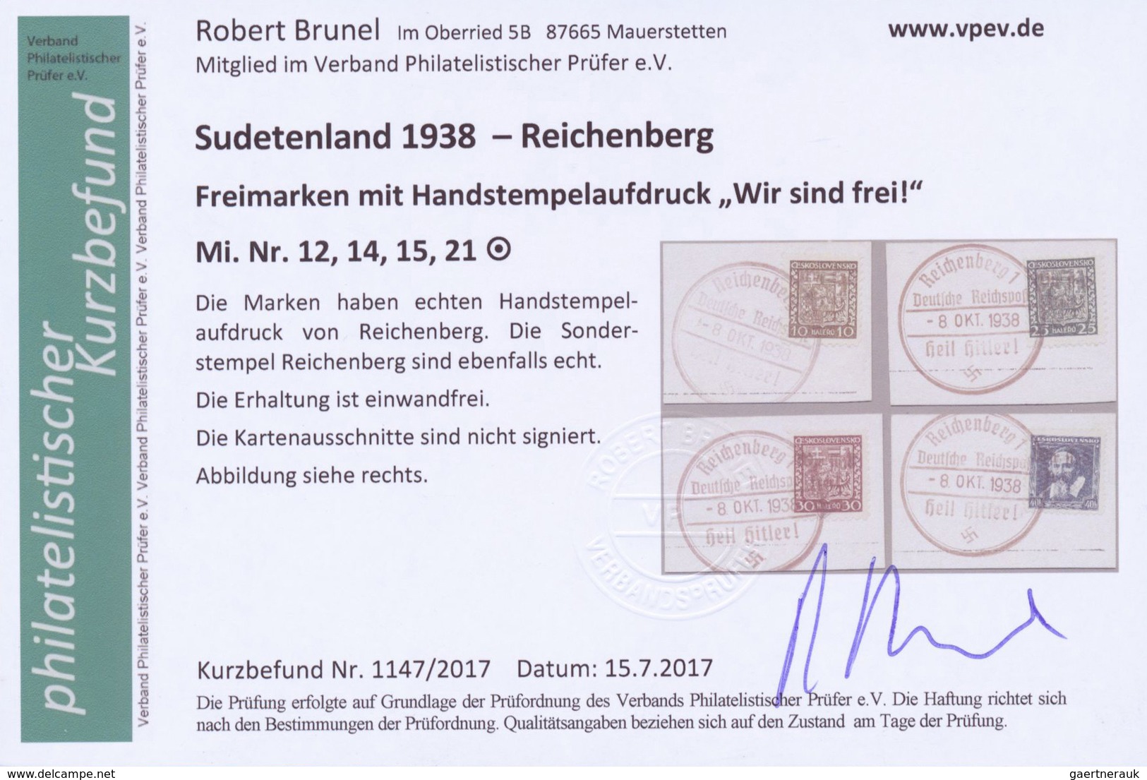 Brfst/Br Sudetenland - Maffersdorf: 1938, Mi.Nr. 14, 29, 31-34, 6 Werte Auf Briefstück Sowie Nr. 23 Auf AK (G - Sudetenland