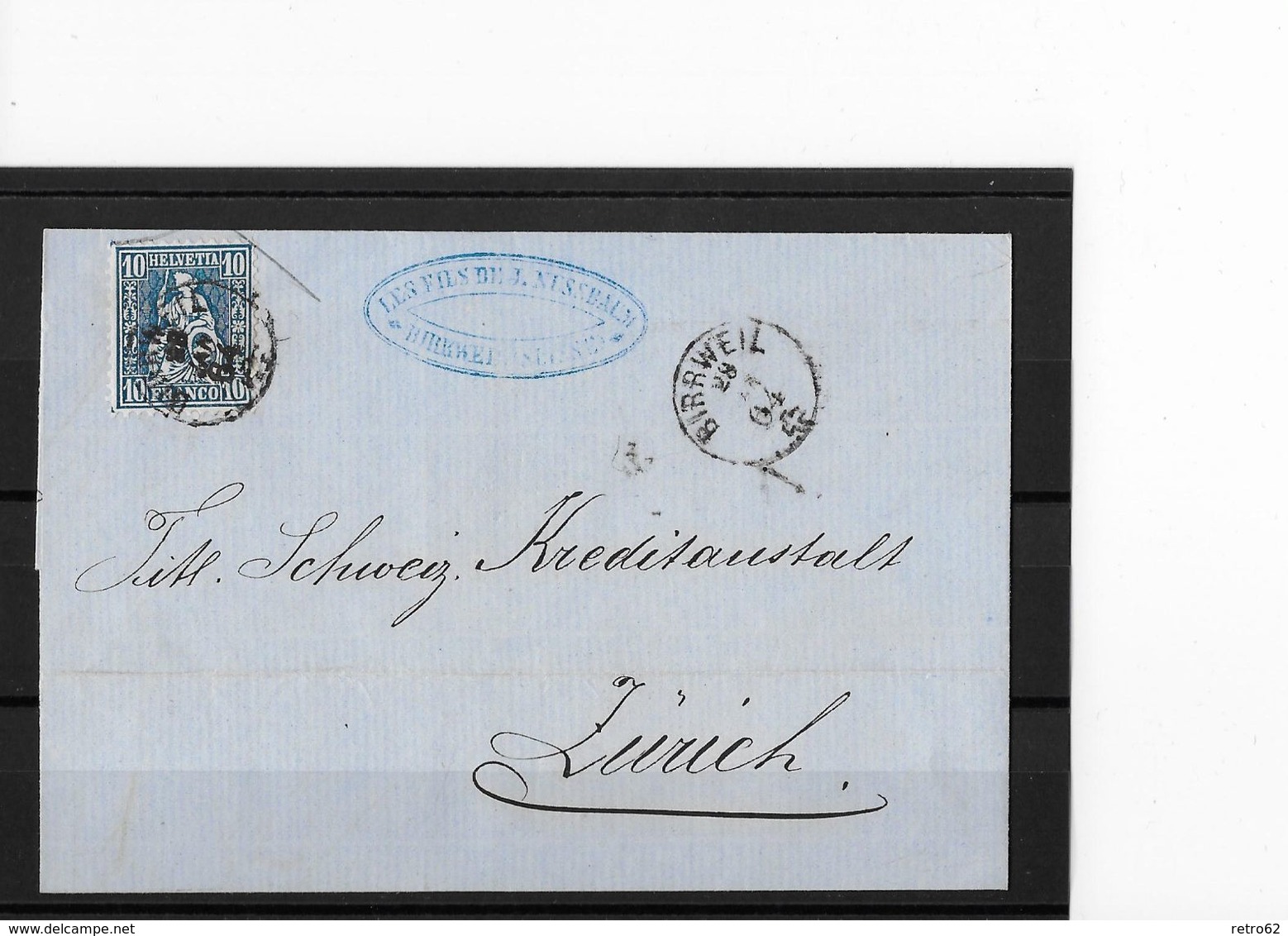 SITZENDE HELVETIA Gezähnt  →1864 Brief Von BIRRWEIL Nach Zürich ►SBK-31◄ - Briefe U. Dokumente