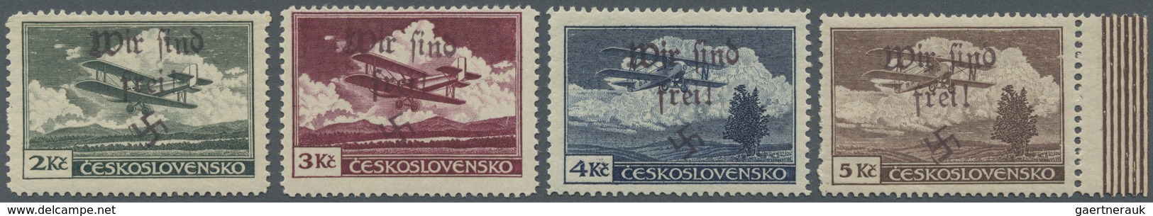 * Sudetenland - Maffersdorf: 1938, 2 Kc. Bis 5 Kc. Flugpost, Vier Ungebrauchte Prachtwerte, Signiert D - Région Des Sudètes