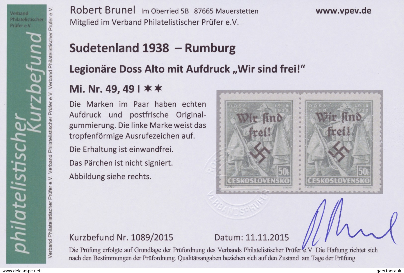 ** Sudetenland - Maffersdorf: 1938, 50 H. Doss Alto Mit Aufdruckabart "tropfenförmiges Ausrufezeichen" - Sudetenland