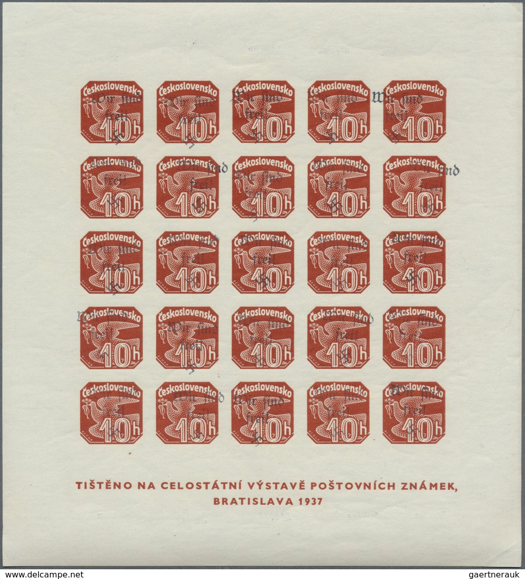 ** Sudetenland - Reichenberg: 1938, Ausstellungs-Block Bratislava 1937 Mit 10 Heller Zeitungsmarke Mit - Région Des Sudètes