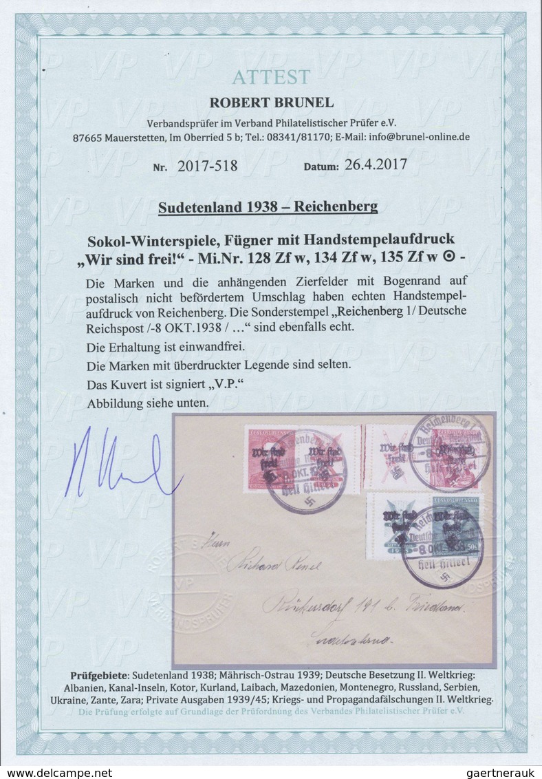 Br Sudetenland - Reichenberg: 1938, Gedenkmarken Sokol-Winterspiele 50 H Und Fügner 50 H Und Kr. Mit An - Sudetenland