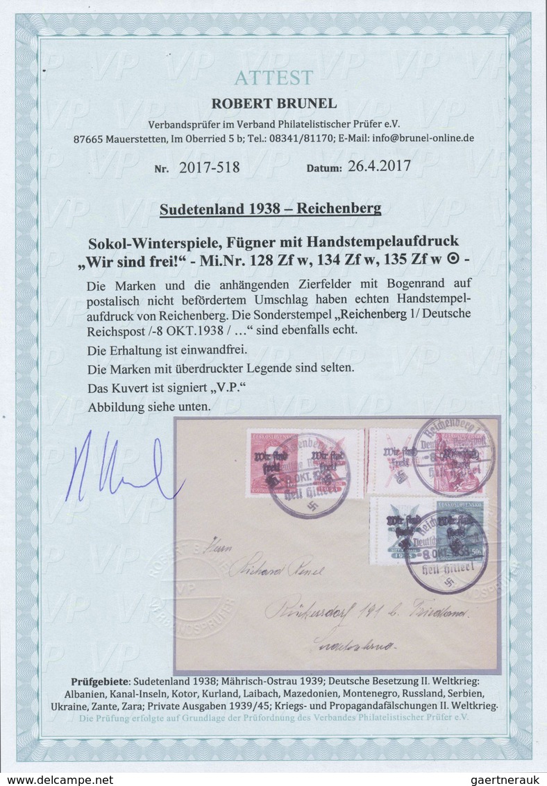 Br Sudetenland - Reichenberg: 1938, Gedenkmarken Sokol-Winterspiele 50 H Und Fügner 50 H Und Kr. Mit An - Région Des Sudètes