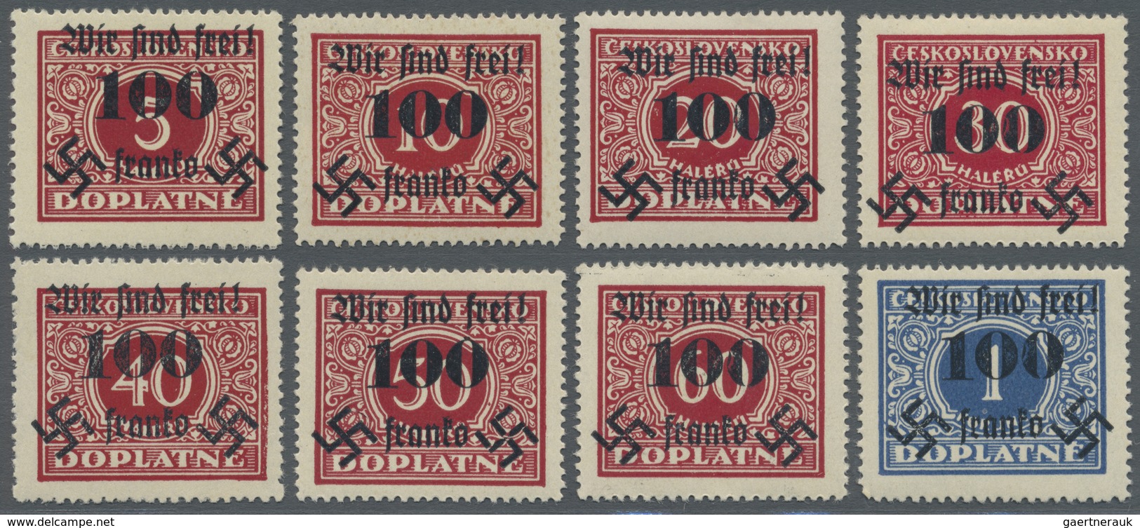 ** Sudetenland - Rumburg: 1938, 100 H. Auf 5 H. Bis 100 H. Auf 1 Kc. Portomarken, Kompletter Postfrisch - Sudetenland