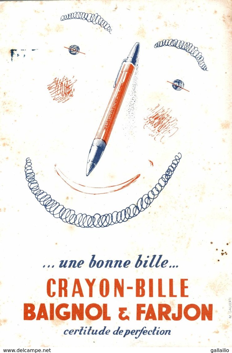 BUVARD CRAYON A BILLE BAIGNOL ET FARJON - Papeterie