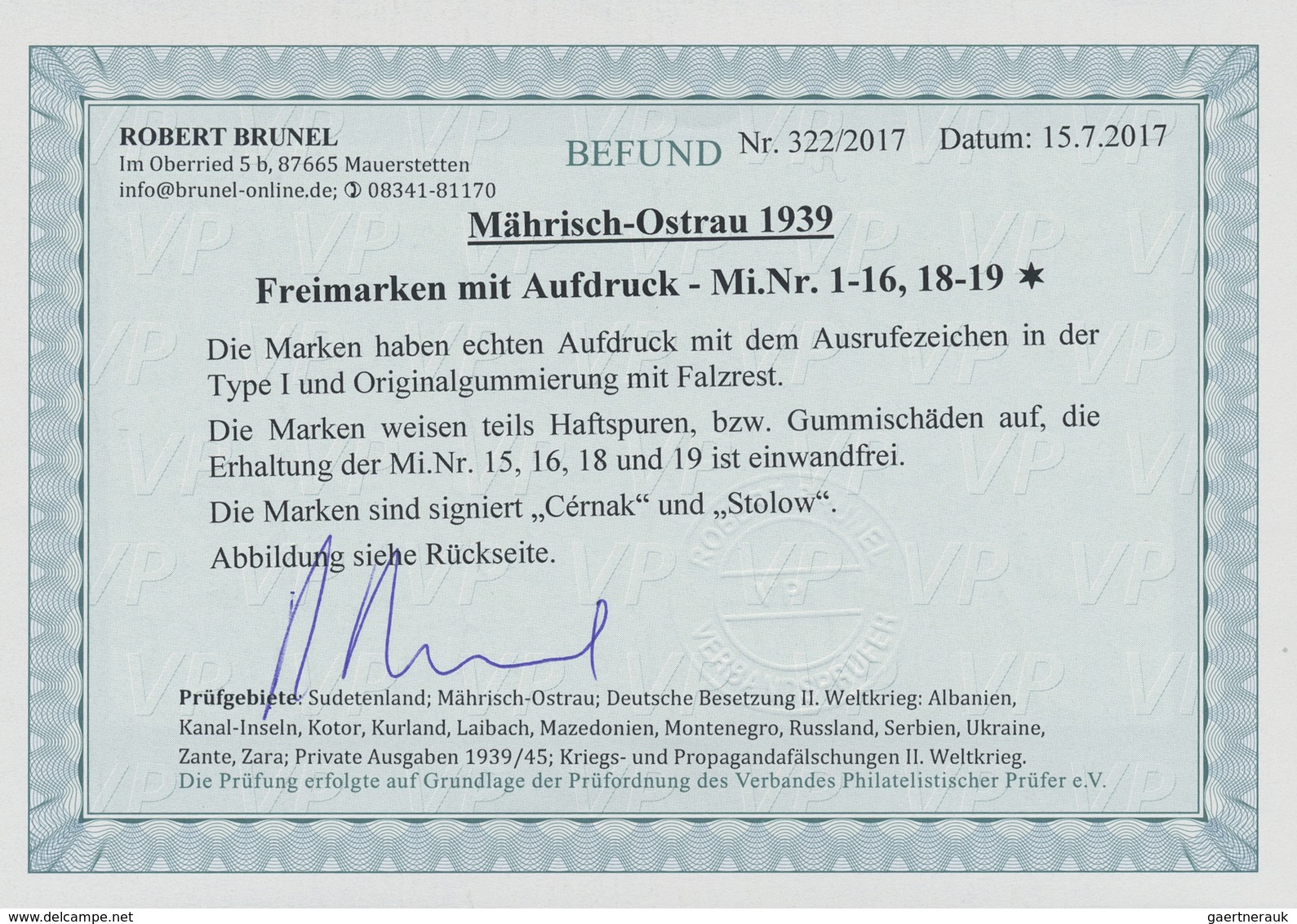 * Dt. Besetzung II WK - Böhmen Und Mähren - Mährisch-Ostrau: 1939, Freimarken 5 H. - 3 Kr. Sowie 5 Kr - Occupazione 1938 – 45