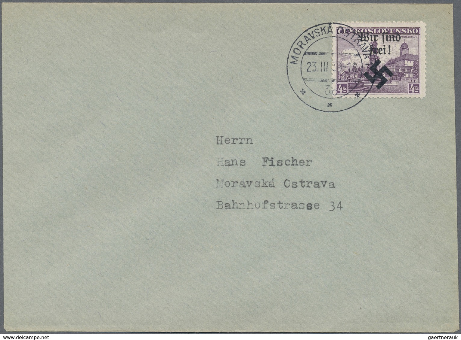 Br Dt. Besetzung II WK - Böhmen Und Mähren - Mährisch-Ostrau: 1939, Freimarken 4 Kr. Und 5 Kr. Mit Hand - Besetzungen 1938-45