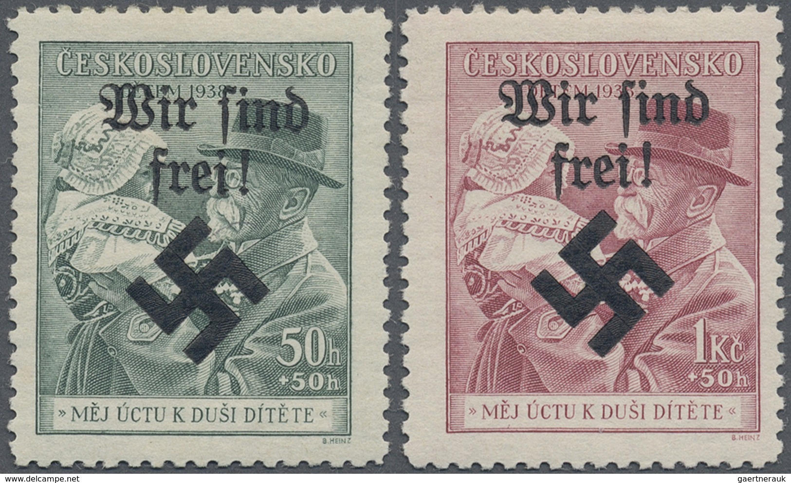 * Dt. Besetzung II WK - Böhmen Und Mähren - Mährisch-Ostrau: 1939, Geburtstag Masaryk, 50 H Und 1 Kr, - Occupazione 1938 – 45