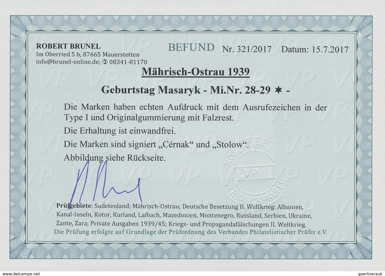 * Dt. Besetzung II WK - Böhmen Und Mähren - Mährisch-Ostrau: 1939, Geburtstag Masaryk, 50 H Und 1 Kr, - Occupazione 1938 – 45