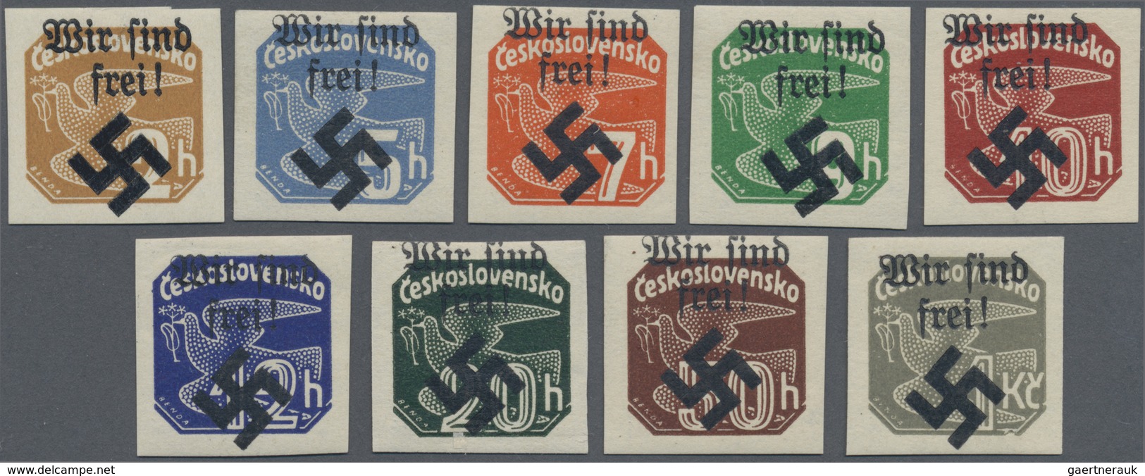 * Dt. Besetzung II WK - Böhmen Und Mähren - Mährisch-Ostrau: 1939, Zeitungsmarken 2 H. - 1 Kr., 9 Wert - Occupazione 1938 – 45