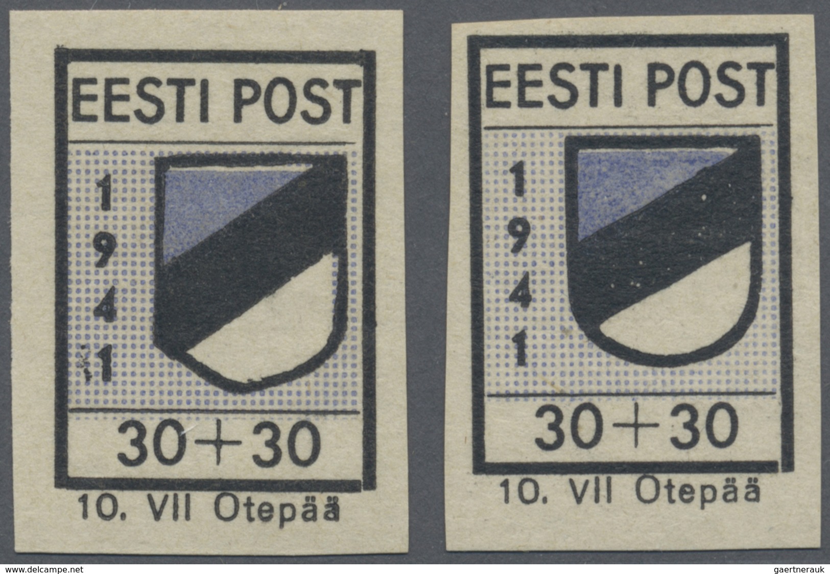 ** Dt. Besetzung II WK - Estland - Odenpäh (Otepää): 1941, Freimarken 30 + 30 Ungezähnt In Beiden Typen - Occupation 1938-45