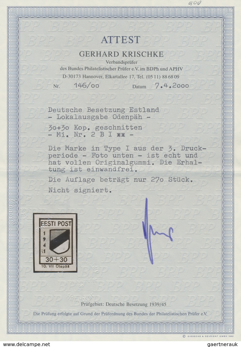 ** Dt. Besetzung II WK - Estland - Odenpäh (Otepää): 1941, Freimarken 30 + 30 Ungezähnt In Beiden Typen - Occupation 1938-45