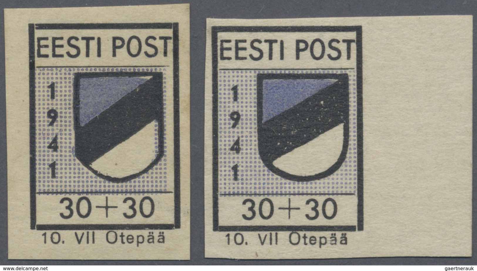 **/* Dt. Besetzung II WK - Estland - Odenpäh (Otepää): 1941, Freimarken 30 + 30 Ungezähnt In Beiden Typen - Occupation 1938-45