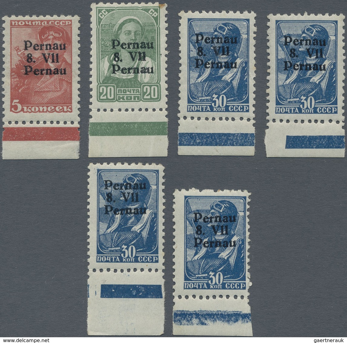 ** Dt. Besetzung II WK - Estland - Pernau (Pärnu): 1941, 5 K Braunrot Type IV Postfrisch, 20 K Grün Typ - Occupazione 1938 – 45