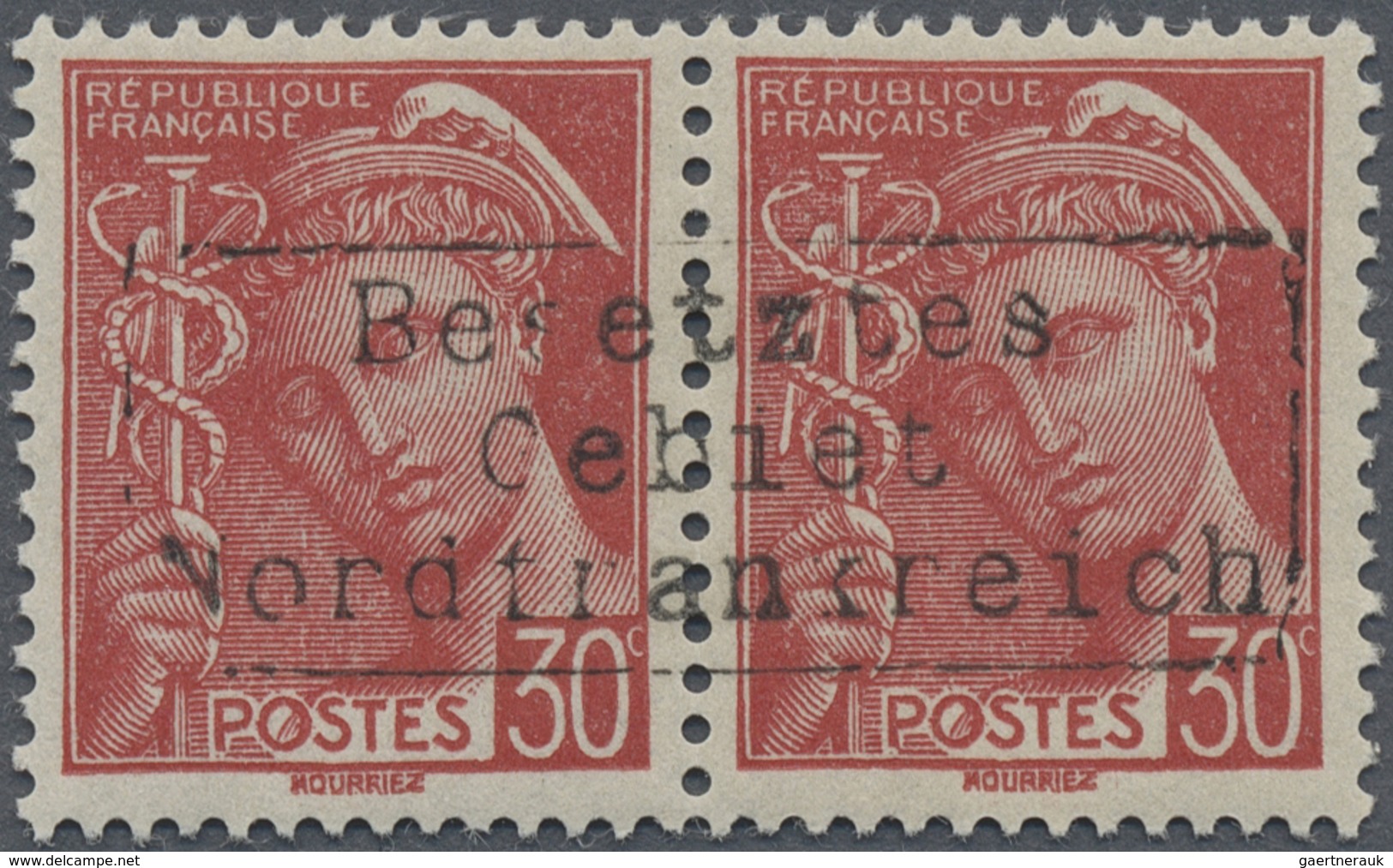 * Dt. Besetzung II WK - Frankreich - Dünkirchen: 1940, 30 C. Merkur Im Waagerechten Paar Mit Aufdruck - Occupation 1938-45