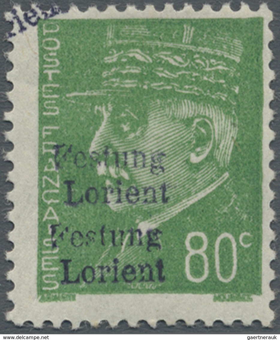 ** Dt. Besetzung II WK - Frankreich - Festung Lorient: 1945, 80 C. Pétain Smaragdgrün, Postrisches Kabi - Besetzungen 1938-45