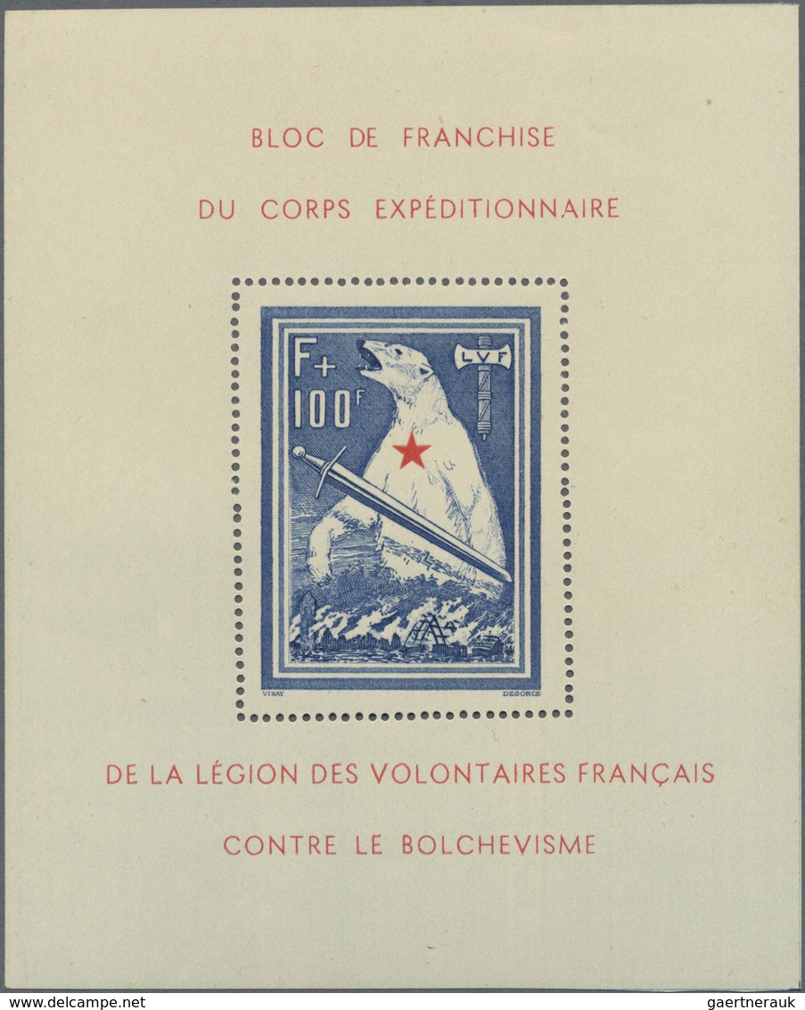 ** Dt. Besetzung II WK - Frankreich - Privatausgaben: Legionärsmarken: 1941, Eisbär-Block Postfrisch, S - Occupazione 1938 – 45