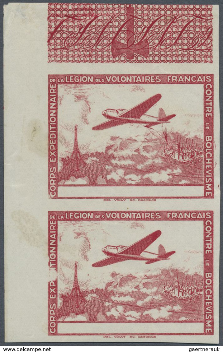 **/* Dt. Besetzung II WK - Frankreich - Privatausgaben: Legionärsmarken: 1941, Flugpostvignette Karmin OH - Occupazione 1938 – 45