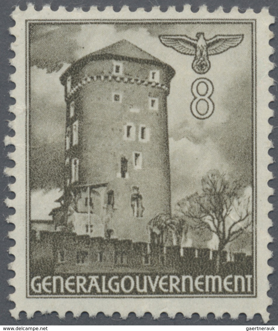 ** Dt. Besetzung II WK - Generalgouvernement: 1940, 8 Gr Graubraun Bauwerke, Gez. L12, Postfrischer Pro - Besetzungen 1938-45