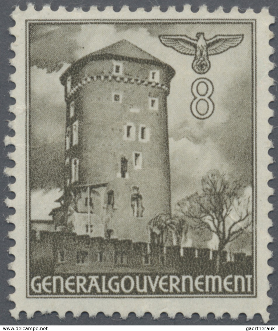 ** Dt. Besetzung II WK - Generalgouvernement: 1940, 8 Gr Graubraun Bauwerke, Gez. L12, Postfrischer Pro - Occupation 1938-45